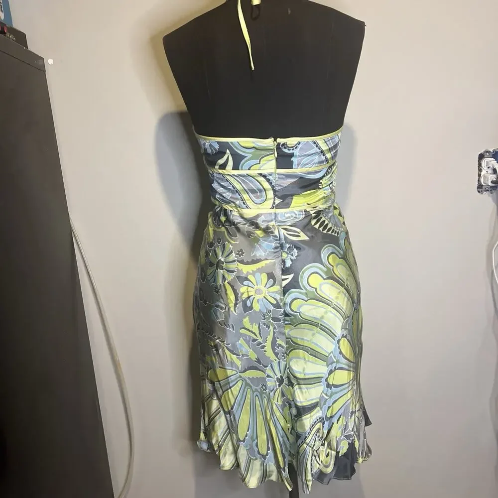 Nell Couture Vintage Satin Y2K Halter Dress Summer Party Size 6 Cocktail Wedding